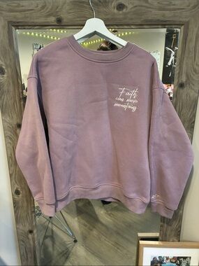 Altar'd State Faith Can Move Mountains Medium Purple Crewneck